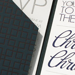 Christina and Christian: navy and grey letterpress, custom printed pocket folder 