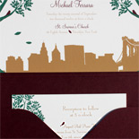 Yvette and Michael: Montague Street - Apt. B exclusively from PostScript Brooklyn, digitally printed in copper, deep green and custom color to match pocket fold 
