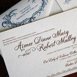 Aimee and Robert: wedding suite with copper foil stamping and navy letterpress with rounded corners