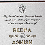 Reena and Ashish: two ply, two color letterpress invitation with Ganesh motif