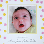 Lena: polka dots and photo birth announcement