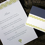 Letterpressed menu and matching digitally printed place card