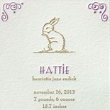 Hattie: cute bunny 2 color letterpress birth announcement