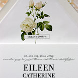 Eileen and Joseph - A graceful botanical illustration and delicate fonts digitally printed resulted in a lovely romantic July wedding invitation