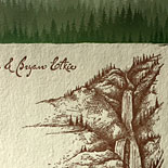 Lisa and Bryan - This stunning invitation brings together custom illustrations of Yosemite National Park and a forest liner and handmade, deckle edged paper