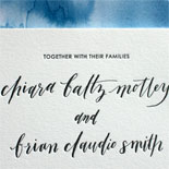 Chiara and Brian - Absolutely love the gorgeous azure watercolor liner and the slyly angled Seatle, WA on this invitiation