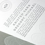 Kristen and Gregory - A celebration of patterns and textures featuring white foil, letterpress and a shimmer liner