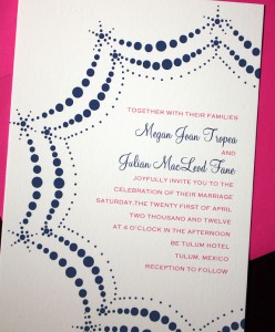 Megan and Julian: Boerum Hill, digitally printed in magenta and navy with fuchsia envelope