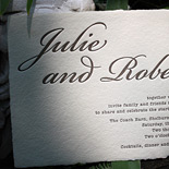 Julie and Robert: typewriter font letterpressed on 4-deckled handmade paper 