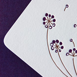 Rebecca and Jared: floral motif 2 color letterpressed invitation with rounded corners 