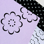 Alexandra: Bat Mitzvah invitation with floral motif, pocket with windows and polka dot liner
