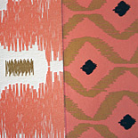 Marielin and Graham: ikat patterned invitation suite with tribal pattern liner, letterpress printed