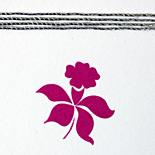 Simone: Bat Mitzvah invitation in black and raspberry inks with floral motif, raspberry backer and liner and silver band