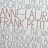 Anne-Laure and Frank: font-centric 2 color letterpress on 2 ply paper