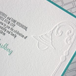 Erin and Bram: York Street {custom} from PostScript Brooklyn letterpress printed in pewter, turquoise and blind emboss with reveal backer