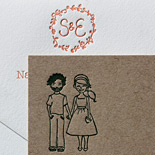 Sarah and Eliezer: custom illustration letterpressed on craft paper