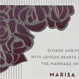Marissa and John: wedding invitation with art deco flowers, foil stamped