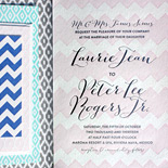 Laurie and Peter: the bold patterns wonderfully integrated into this stunning wedding invitation suite were inspired by Mexican textiles and wares found in the region and at the resort where the wedding took place. Custom design by Almeter Design.