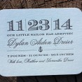 Dylan: 1 color letterpress birth announcement with anchor and playful fonts