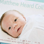 Matthew: digitally printed birth announcement with photo