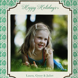 Laura and family: emerald letterpress holiday card on 2 ply card bamboo card stock with foil
