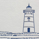 Emily and Charles: folio pocket fold invitation suite featuring lighthouse illustration