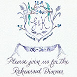 Francesca and Kuba: rehearsal dinner invitation, hand painted watercolor by bride, digitally printed with custom liner