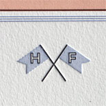 Hayley and Fredrik: letterpress wedding invitation on cotton paper with coral edging and hombre liner