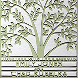 Emily and Chad: laser cut wedding invitation, one piece with backer layer