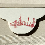 Azadeh and Christoph: This simple thermography printed invitation gets a touch of NYC skyline which is nicely displayed from in its stardream pocket