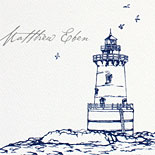 Nicole and Matthew: Custom lighthouse and sailboat illustrations by a local Brooklyn artist. Digitally printed in navy.