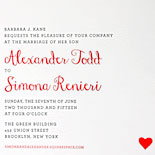 Alexander and Simona: sweet red hearts adorn the shimmery silver liner and invite