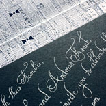 Said and Andreas: client supplied calligraphy, white foil on navy paper with NYC map liner