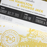 Tricia and George: destination wedding invitation based on the theme of travel. 