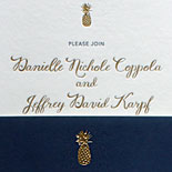 Danielle and Jeff - Gold foil, navy stripes, and a pineapple motif from save the date through invitation are a perfect combination for this destination wedding in Jamaica