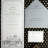 Katrina and Thomas-digitally printed tri-fold invitation featuring a custom illustration of the event location