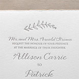 Allison and Patrick - A lovely invitation with a simple branch motif, shimmer liner and deckled edge