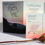 Bradley and Katie - A gorgeous custom invitation with artwork by Ella Romero, an extraordinary example of how digital printing and letterpress can enhance each other.