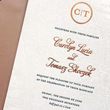 Carolyn and Tomasz - Beautiful letterpress map invitation with delicate foil stamping